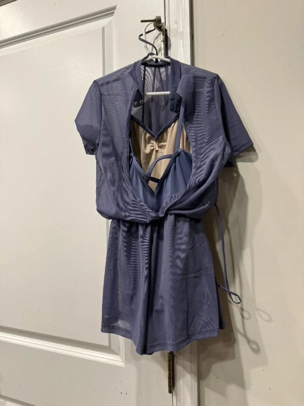 Weissman Mock Neck Power Mesh Romper
